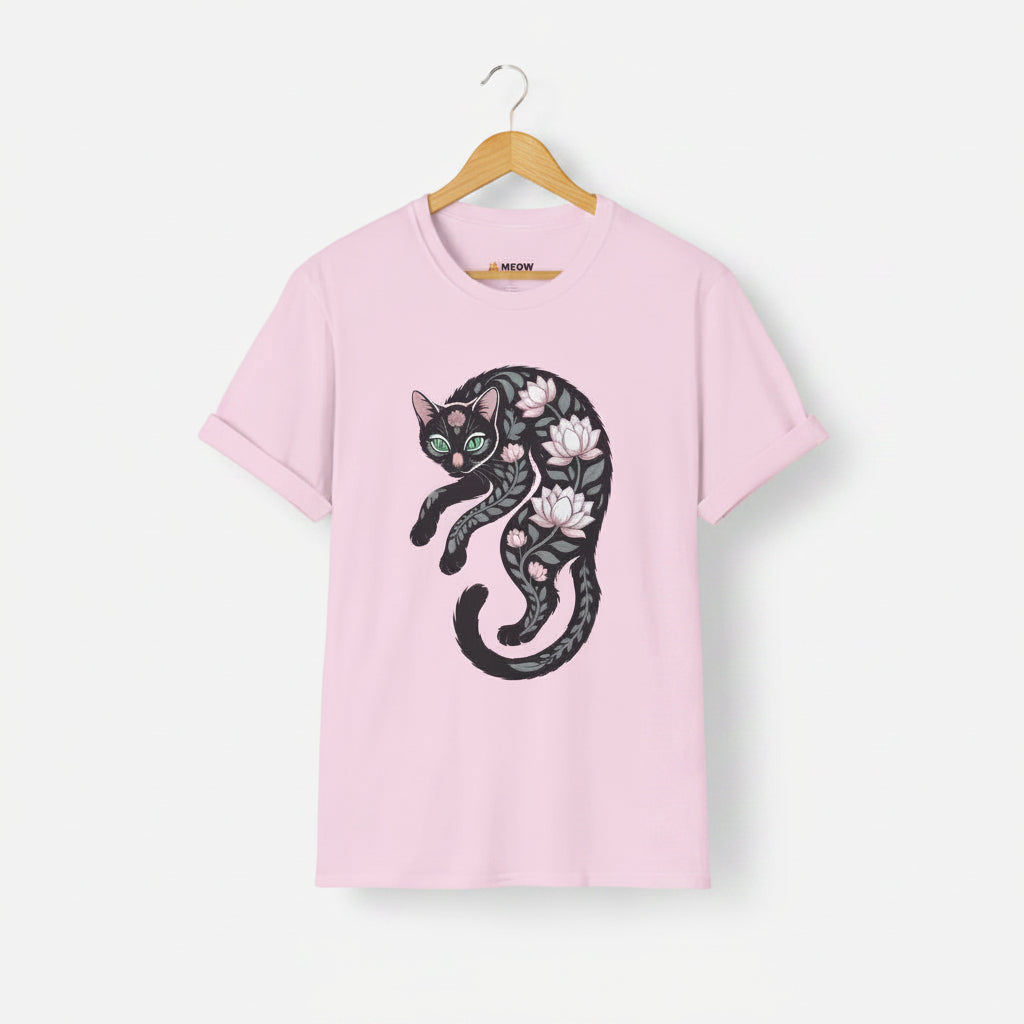 Floral Black Cat